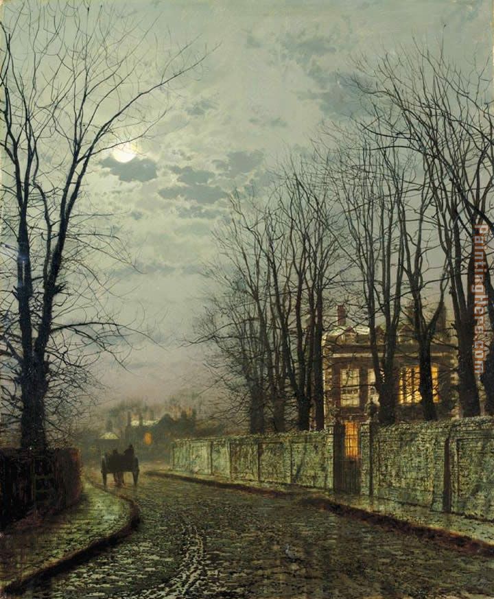 A Wintry Moon painting - John Atkinson Grimshaw A Wintry Moon art painting